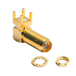 SMA接頭14牙射頻同軸連接器彎角KWE接線端子外螺紋母針全銅鍍真金
